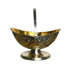 Vintage Corbell & Co. Silverplate Gold-Washed Basket Repoussé 1960s